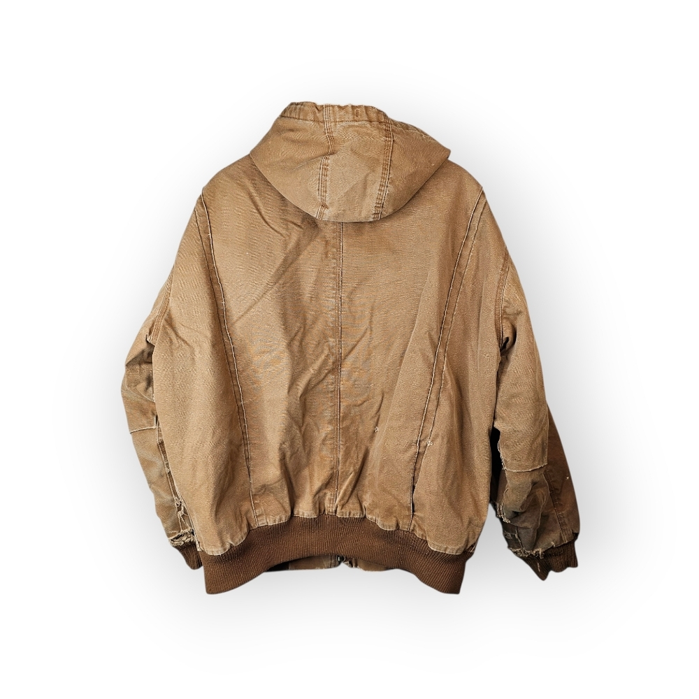 KEY Duck Canvas Hooded Work Jacket Insulated Lined Distressed - Picture 6 of 6